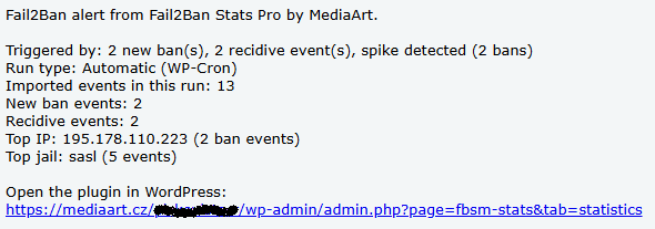 Fail2Ban Stats Pro by MediaArt 3 Fail2Ban Stats Pro by MediaArt - nitifikační email